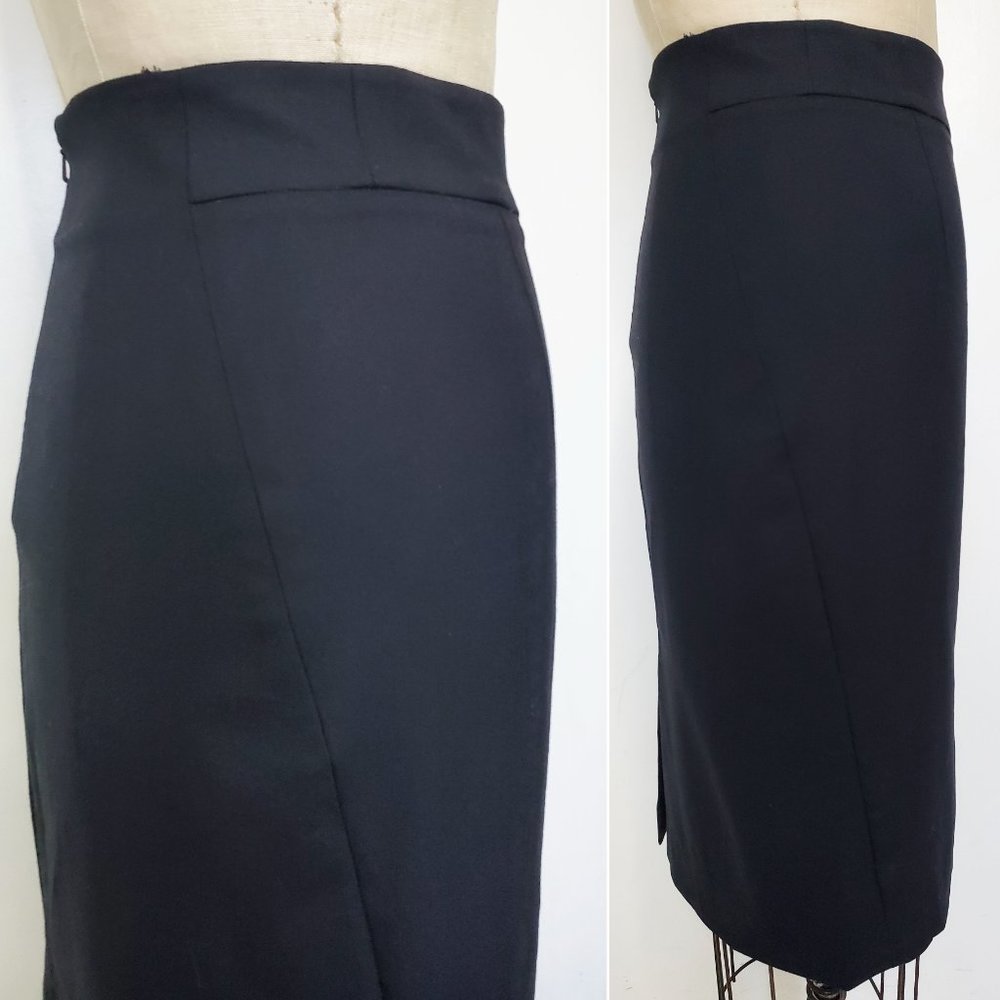 Theory Womens Joanie Pencil Skirt in Black Stretch Wool 2 - Picture 5 of 10